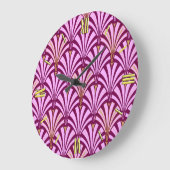 Art-Deco-Lüftermuster - orchid und lila Große Wanduhr (Winkel)