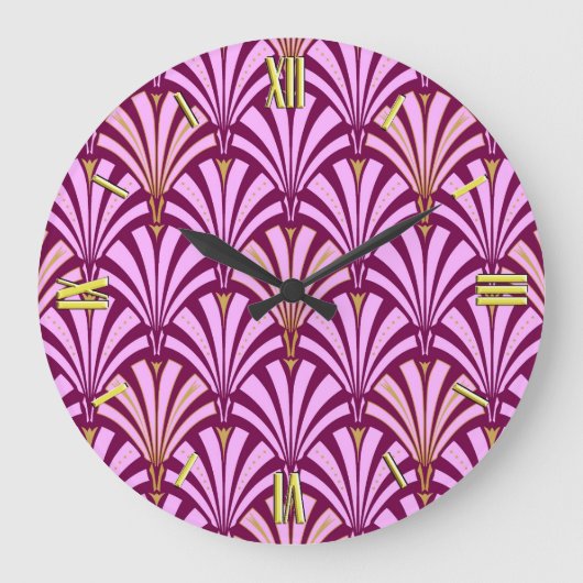 Art-Deco-Lüftermuster - orchid und lila Große Wanduhr (Vorderseite)