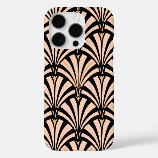 Art-Deco-Lüftermuster - Pfirsich auf schwarz Case-Mate iPhone Hülle (Rückseite)