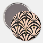 Art-Deco-Lüftermuster - Pfirsich auf schwarz Magnet (Vorderseite/Rückseite)