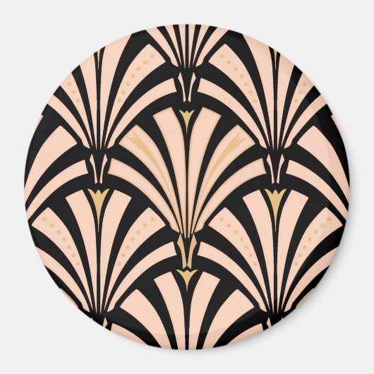 Art-Deco-Lüftermuster - Pfirsich auf schwarz Magnet (Vorne)