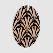 Art-Deco-Lüftermuster - Pfirsich auf schwarz Ornament (Vorderseite)
