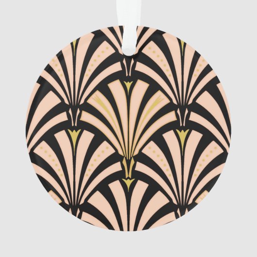 Art-Deco-Lüftermuster - Pfirsich auf schwarz Ornament (Rückseite)