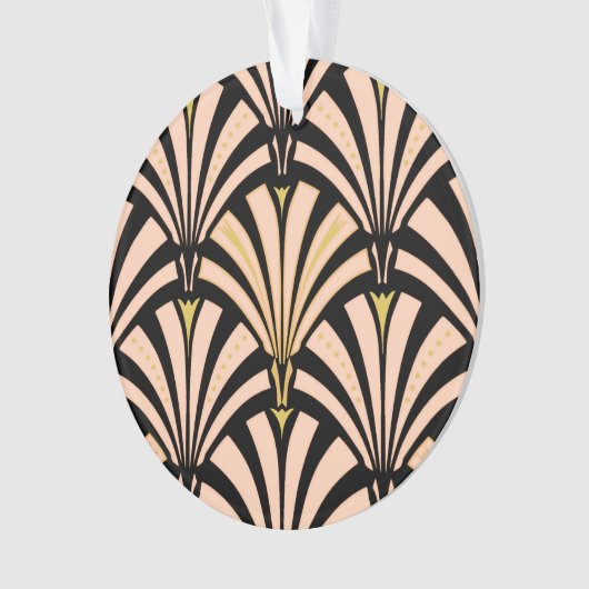 Art-Deco-Lüftermuster - Pfirsich auf schwarz Ornament (Vorderseite)