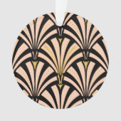 Art-Deco-Lüftermuster - Pfirsich auf schwarz Ornament (Vorderseite)