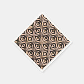 Art-Deco-Lüftermuster - Pfirsich auf schwarz Serviette (Ecke)