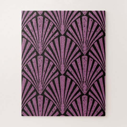 Art-Deco, Lüftermuster, rosa, schwarz, metallisch, Puzzle (Vertikal)