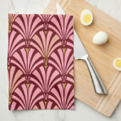Art-Deco-Lüftermuster - Rosa und Maron Handtuch (Viertel Falte)