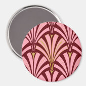 Art-Deco-Lüftermuster - Rosa und Maron Magnet (Vorderseite/Rückseite)