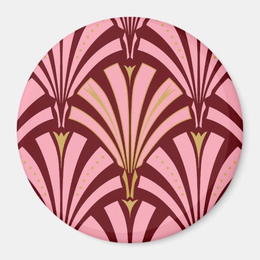 Art-Deco-Lüftermuster - Rosa und Maron Magnet (Vorne)