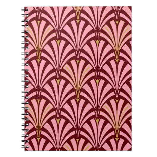 Art-Deco-Lüftermuster - Rosa und Maron Notizblock (Vorderseite)