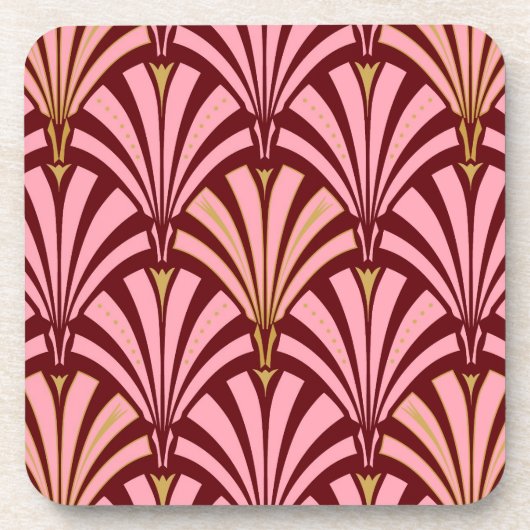 Art-Deco-Lüftermuster - Rosa und Maron Untersetzer (Vorderseite)