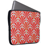 Art Deco Lüftermuster - rot auf Perlgrau Laptopschutzhülle (Vorne Rechts)