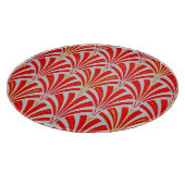 Art Deco Lüftermuster - rot auf Perlgrau Schneidebrett (Ecke)