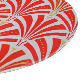 Art Deco Lüftermuster - rot auf Perlgrau Schneidebrett (Ecke)