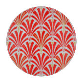 Art Deco Lüftermuster - rot auf Perlgrau Schneidebrett (Vorderseite)