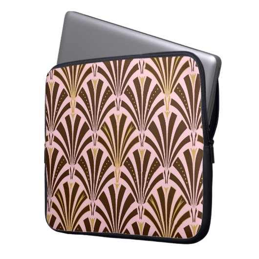 Art-Deco-Lüftermuster - Schokolade auf rosa Laptopschutzhülle (Vorderseite Links)