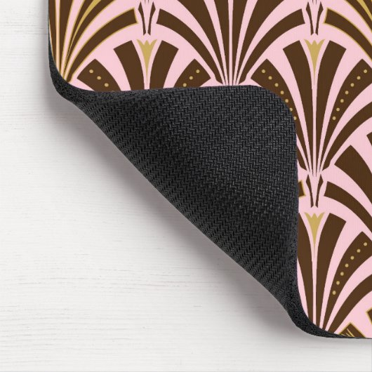 Art-Deco-Lüftermuster - Schokolade auf rosa Mousepad (Ecke)
