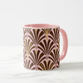Art-Deco-Lüftermuster - Schokolade auf rosa Tasse (VorderseiteRechts)