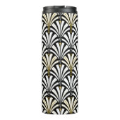 Art Deco Lüftermuster, Schwarz und Weiß Thermosbecher (Rückseite)