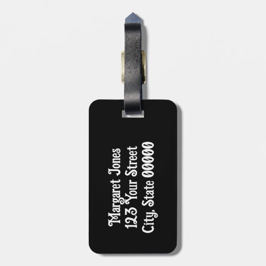 Art Deco Lüftermuster Schwarz-Weiß personalisieren Gepäckanhänger (Rückseite vertikal)