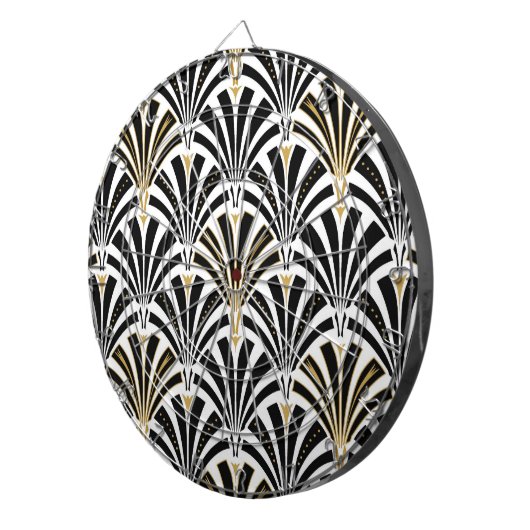 Art-Deco-Lüftermuster - Schwarzweiß Dartscheibe (Vorderseite rechts)