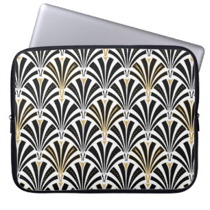 Art-Deco-Lüftermuster - Schwarzweiß Laptopschutzhülle