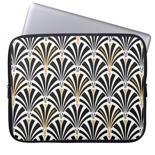 Art-Deco-Lüftermuster - Schwarzweiß Laptopschutzhülle (Vorderseite)