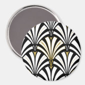 Art-Deco-Lüftermuster - Schwarzweiß Magnet (Vorderseite/Rückseite)