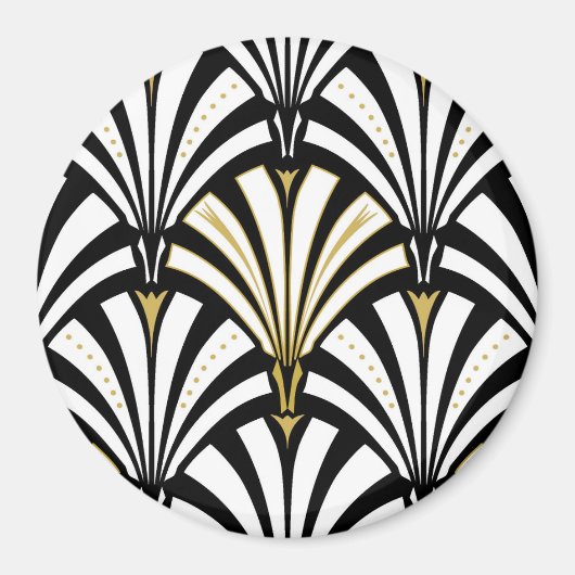 Art-Deco-Lüftermuster - Schwarzweiß Magnet (Vorne)