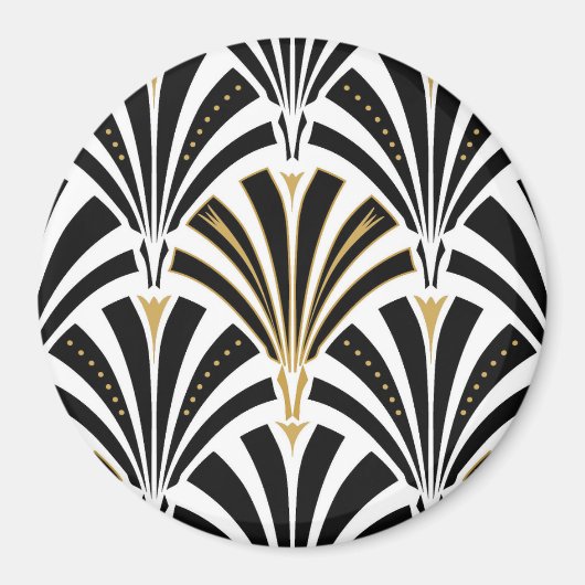 Art-Deco-Lüftermuster - Schwarzweiß Magnet (Vorne)