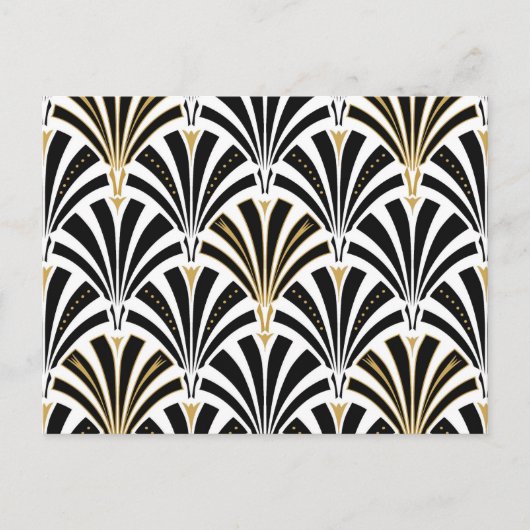 Art-Deco-Lüftermuster - Schwarzweiß Postkarte (Vorderseite)