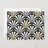 Art Deco Lüftermuster - Schwarzweiß Postkarte (Vorne/Hinten)