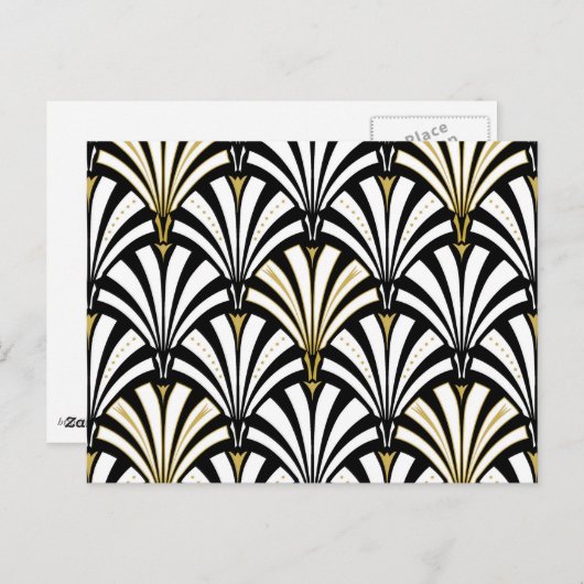Art Deco Lüftermuster - Schwarzweiß Postkarte (Vorne/Hinten)