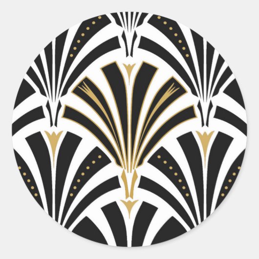 Art-Deco-Lüftermuster - Schwarzweiß Runder Aufkleber (Vorderseite)