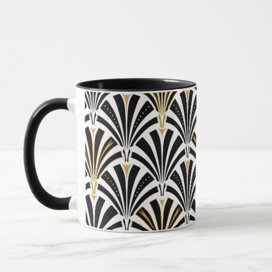 Art-Deco-Lüftermuster - Schwarzweiß Tasse (Links)