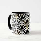 Art-Deco-Lüftermuster - Schwarzweiß Tasse (Vorderseite Links)