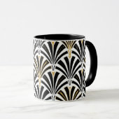 Art-Deco-Lüftermuster - Schwarzweiß Tasse (VorderseiteRechts)