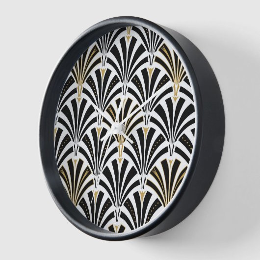 Art-Deco-Lüftermuster - Schwarzweiß Uhr (Winkel)
