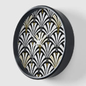 Art-Deco-Lüftermuster - Schwarzweiß Wanduhr (Winkel)