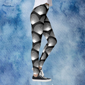 Art Deco Lüftermuster weiß und schwarz Leggings