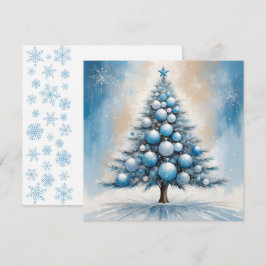 Art Deco Luxuriöser Weihnachtsbaum mit blauen Orna Feiertagskarte
