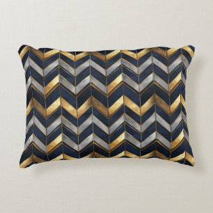 "Art Deco Luxus Design: Gold, Silver & Blue Dekokissen