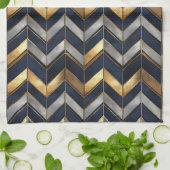 "Art Deco Luxus Design: Gold, Silver & Blue Geschirrtuch (Gefaltet)