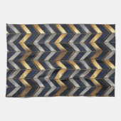 "Art Deco Luxus Design: Gold, Silver & Blue Geschirrtuch (Horizontal)