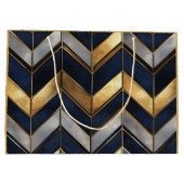 "Art Deco Luxus Design: Gold, Silver & Blue Große Geschenktüte (Rückseite)