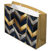 "Art Deco Luxus Design: Gold, Silver & Blue Große Geschenktüte (Rückseite Schrägansicht)