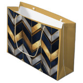 "Art Deco Luxus Design: Gold, Silver & Blue Große Geschenktüte (Vorderseite Schrägansicht)