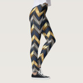 "Art Deco Luxus Design: Gold, Silver & Blue Leggings (Rechts)