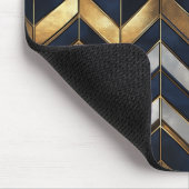 "Art Deco Luxus Design: Gold, Silver & Blue Mousepad (Ecke)